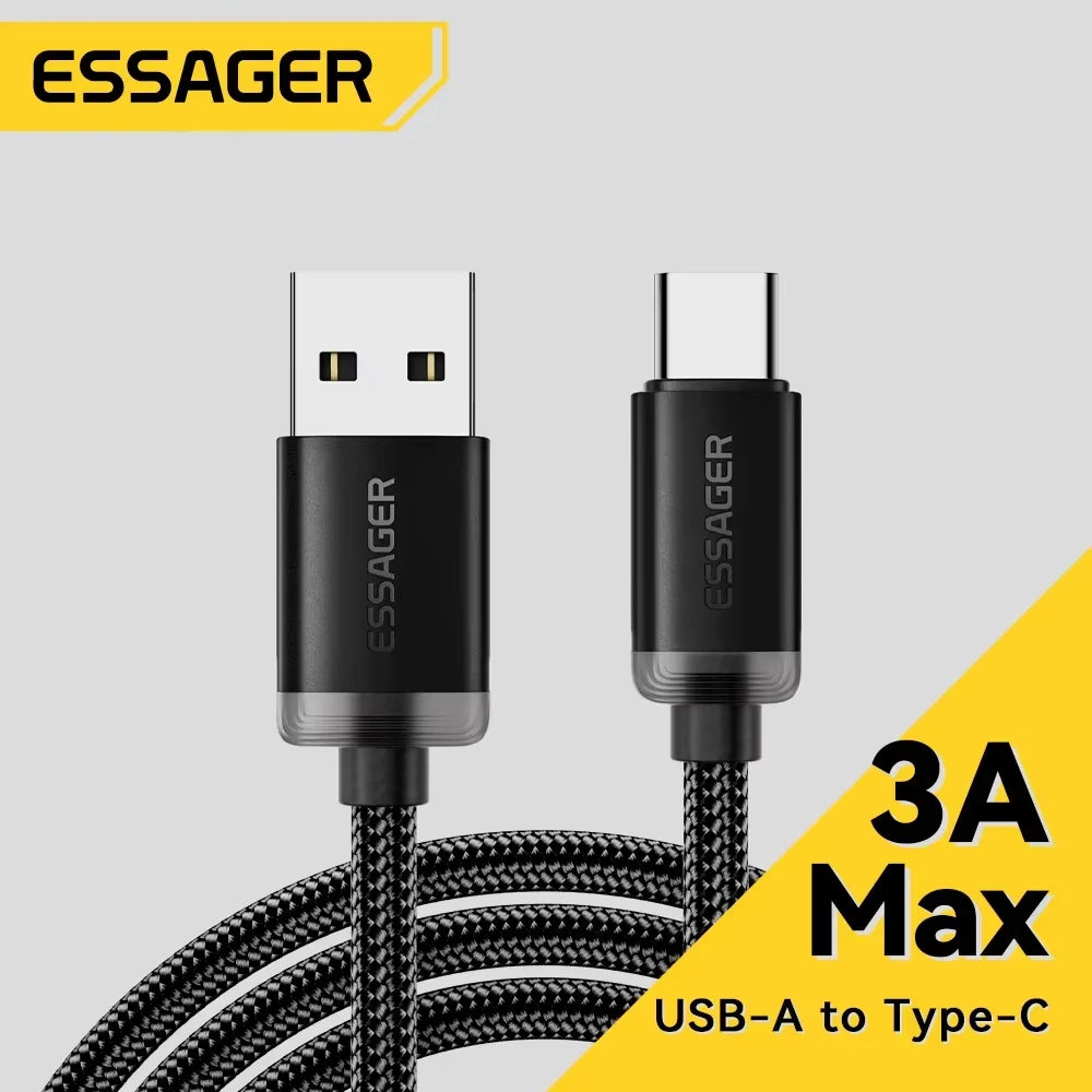 Essager 3A USB-A to USB-C Fast Charging Braided Cable USB Charging Cable SPOT