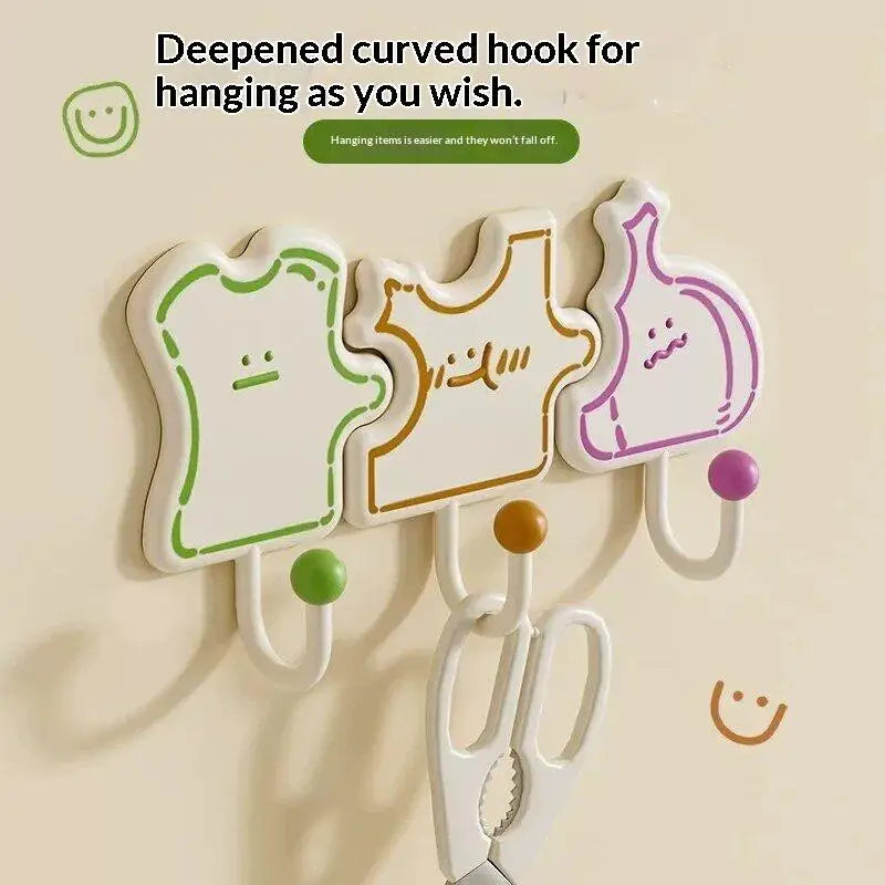 3-Pack Cartoon Food Adhesive Wall Hooks – No-Drill Kitchen Adhesive Wall Hooks SPOT