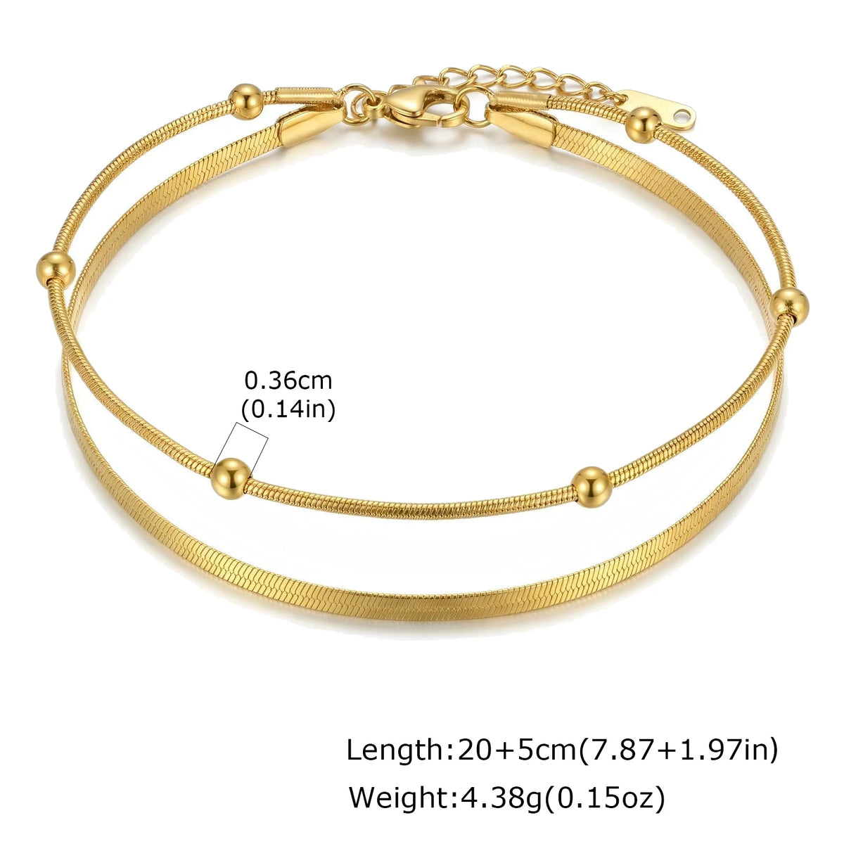 Double Layer Gold Anklet – 316L Stainless Steel Waterproof Fashion Anklet SPOT JC-265G