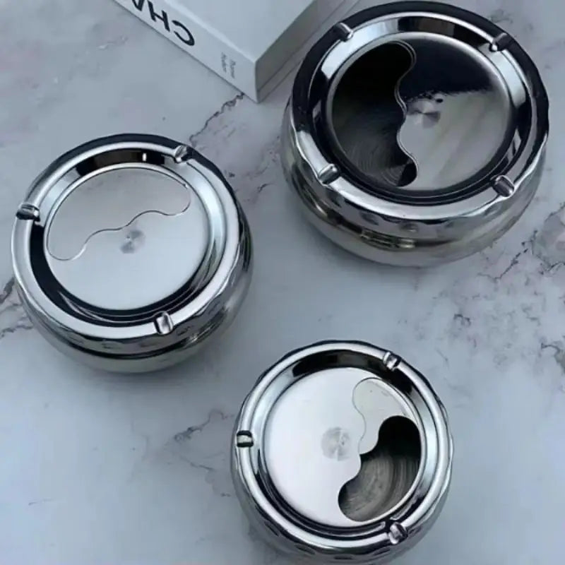 Stainless Steel Ashtray with Windproof Lid – 3 Sizes Windproof Ashtray SPOT