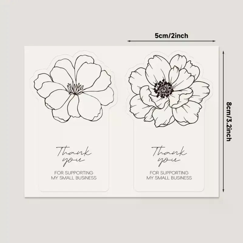 50-Pack Floral Thank You Business Stickers – Minimalist Seals Packaging Stickers SPOT