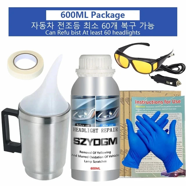 600ml Car Headlight Restoration Kit – Liquid Polymer Polish Headlight Restoration Kit SPOT 600ML-Repair kit