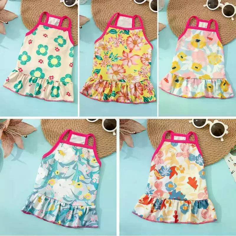 Floral Ruffle Sundress for Small Dogs – Soft Breathable Pet Dress Pet Dog Dress SPOT