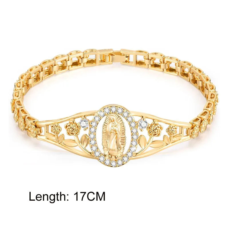 Virgin Mary Rosary Cross Bracelet | Catholic Gift for Women Religious Bracelet SPOT PBR-202G02-17