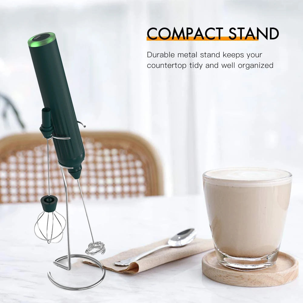 3-in-1 USB Rechargeable Handheld Milk Frother – Stainless Steel Milk Frother SPOT
