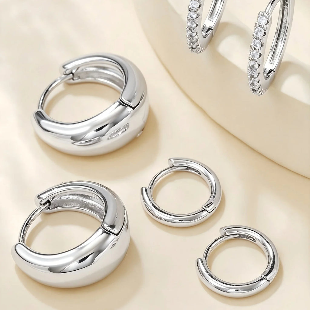 3-Pair CZ Huggie Hoop Earrings – Stackable Minimalist Set Huggie Hoop Earrings SPOT