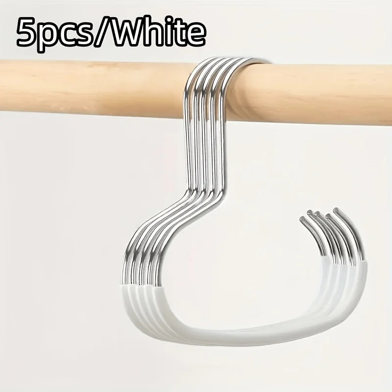 5-Pack Stainless Steel Hat Hangers – Non-Slip Closet Ring Hooks Closet Hat Hooks SPOT 5pcs white