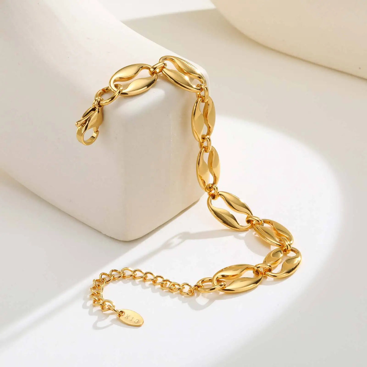 Coffee Bean Chain Bracelet – Gold Stainless Steel | Meaeguet Chain Link Bracelet SPOT