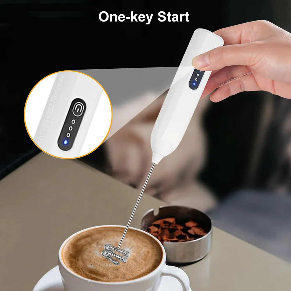 USB Rechargeable Electric Milk Frother – 3-Speed Handheld Whisk Milk Frother SPOT