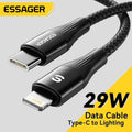 Essager USB-C to Lightning Cable 29W PD Fast Charging 1m/2m USB Charging Cable SPOT Black 1m