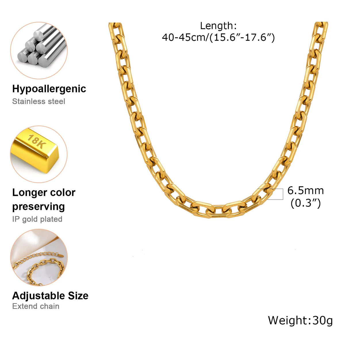 Chunky Paperclip Link Chain Choker Necklace – Gold Stainless Steel Chain Choker Necklace SPOT