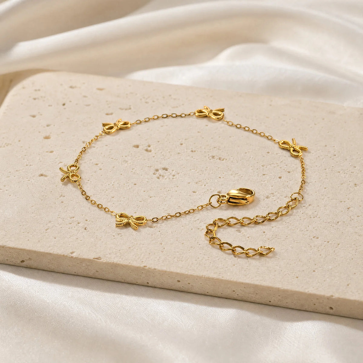 Multi Bowknot Bracelet – 18K Gold Plated Stainless Steel Women Chain Link Bracelet SPOT