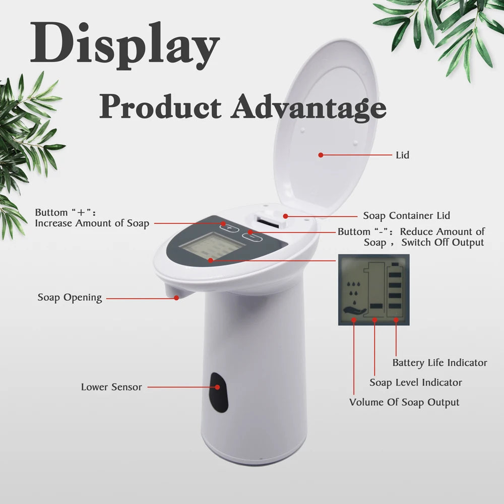 Touchless Automatic Foam Soap Dispenser 280ml – LCD & Waterproof Automatic Soap Dispenser SPOT