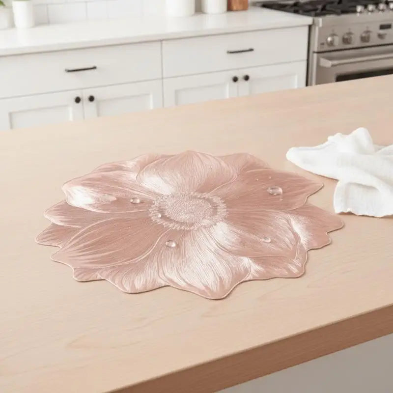 Metallic Lotus Flower PVC Placemat – Waterproof & Non-Slip Decorative Placemat SPOT