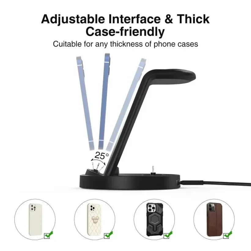VIKEFON 4-in-1 Wireless Charging Station for iPhone & Apple Watch Wireless Charging Station SPOT