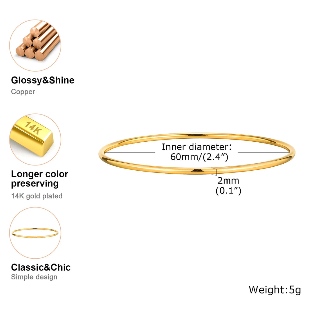 18K Gold Plated Stainless Steel Stackable Bangle Bracelet Bangle Bracelet SPOT