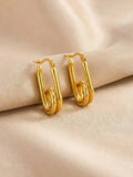 Double Row Paperclip Hoop Earrings – 18K Gold Plated Steel Hoop Earrings SPOT Default Title