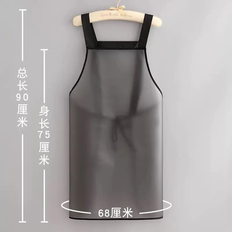 Waterproof PVC Kitchen Apron – Oil & Dirt Resistant Clear Black Waterproof Kitchen Apron SPOT no pockets 75cm