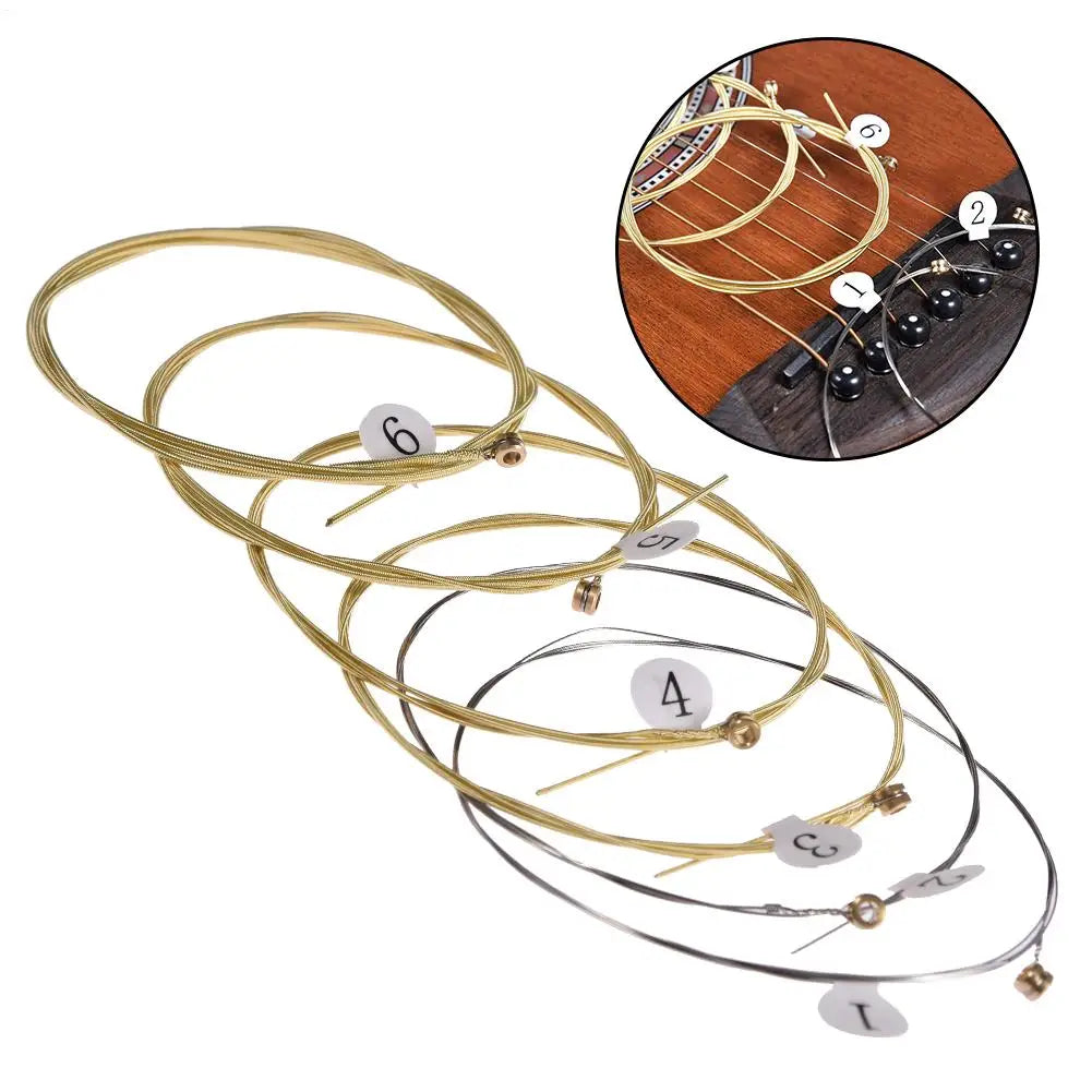 Brass Acoustic Guitar Strings – Hex Steel Core, Set of 6 Acoustic Guitar Strings SPOT
