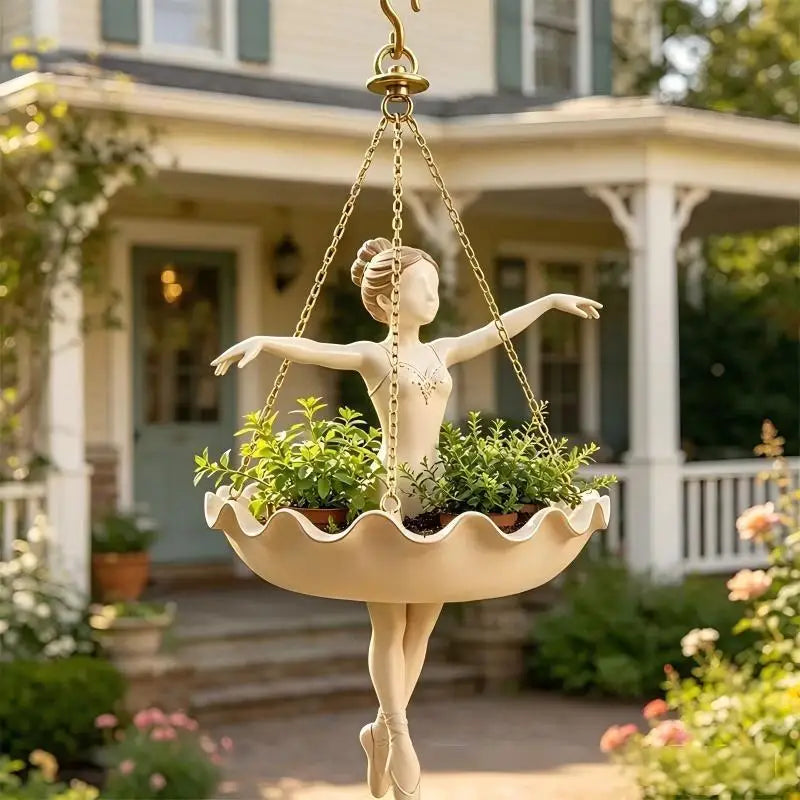 Ballerina Hanging Planter – UV-Resistant Resin Ballet Dancer Pot Hanging Planter SPOT