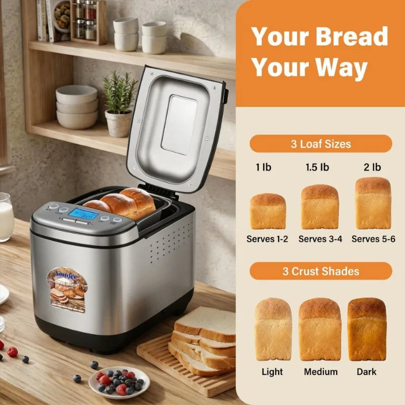Automatic Bread Maker – LCD Display & 12 Preset Programs Bread Maker Machine SPOT