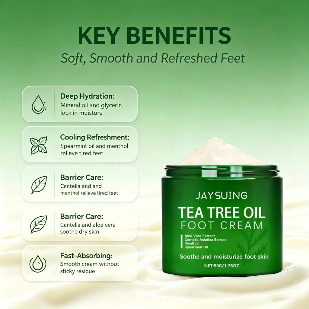 Jaysuing Tea Tree Oil Foot Cream – Moisturizing 50g Foot Cream SPOT