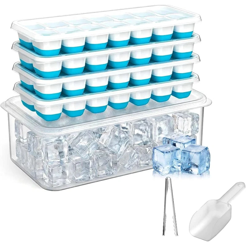 4-Pack Silicone Ice Cube Trays with Lid, Storage Bin & Scoop Silicone Ice Tray Set SPOT Default Title