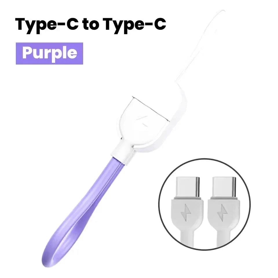 PD 60W USB-C Keychain Cable 17cm – Fast Charging & Data USB-C Charging Cable SPOT PURPLE