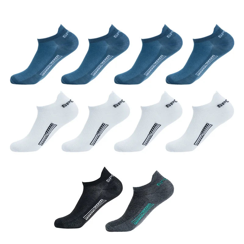 10-Pack Men's Breathable Mesh Ankle Socks – Low Cut Athletic Men's Ankle Socks SPOT style 3 One Size