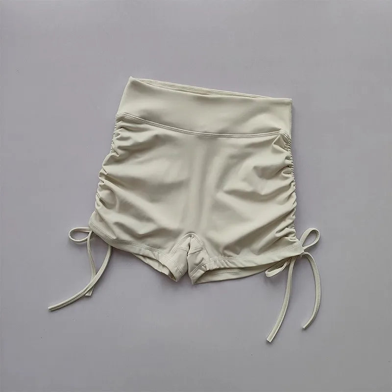 Women's High Waist Yoga Shorts – Breathable Drawstring Gym Women's Yoga Shorts SPOT Beige L