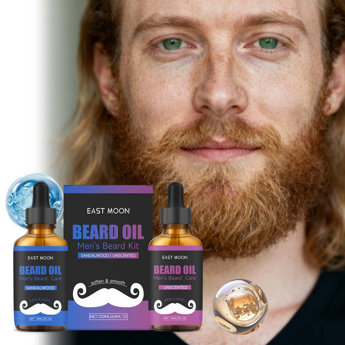 East Moon Beard Oil Kit – Unscented & Sandalwood | 2×30ml Beard Oil Kit SPOT Default Title