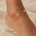 Shell Pearl Adjustable Anklet – Waterproof Stainless Steel Beaded Anklet SPOT Default Title