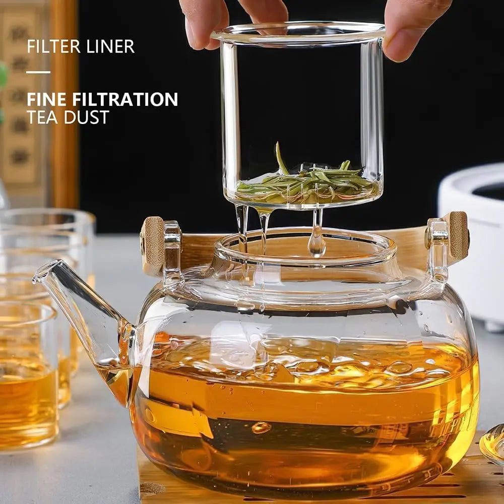 Clear Glass Teapot with Infuser – 1L Stovetop Safe Tea Maker Glass Teapot SPOT