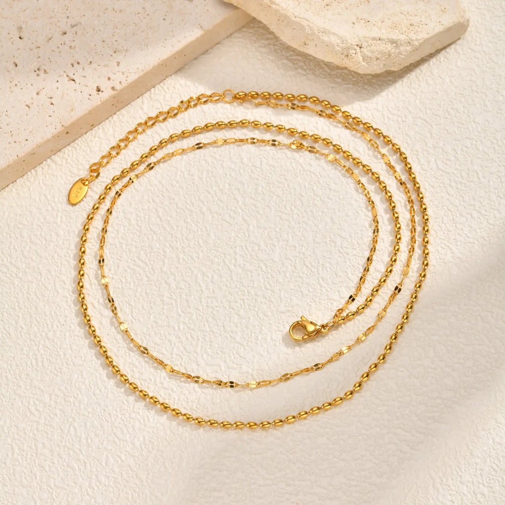 Minimalist Double Layer Chain Necklace – Gold Stainless Steel Layered Chain Necklace SPOT