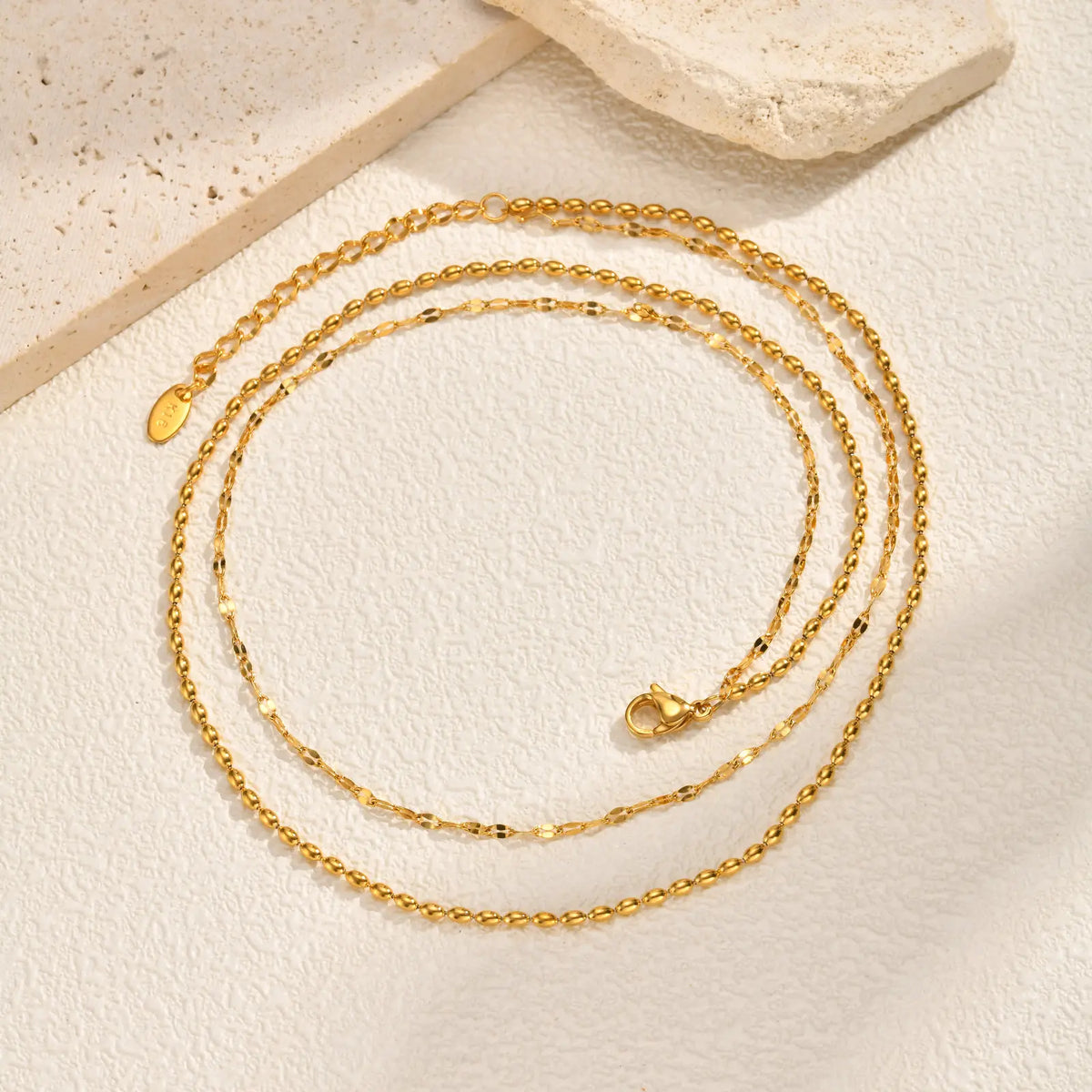 Minimalist Double Layer Chain Necklace – Gold Stainless Steel Layered Chain Necklace SPOT