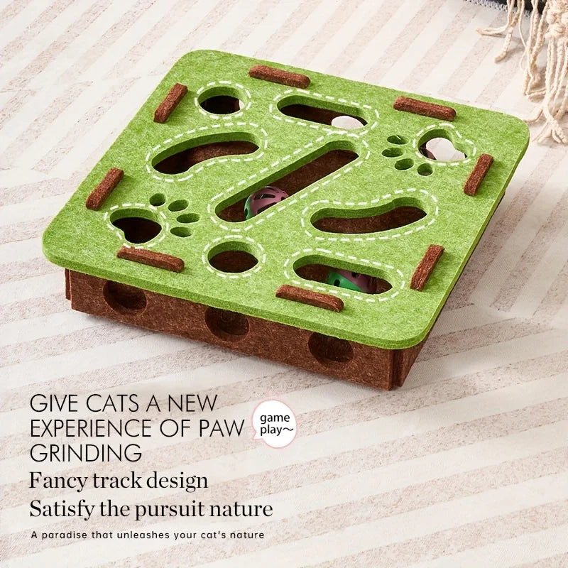 KEMORELA Cat Puzzle Maze Toy – Felt Box with Bell Ball Cat Puzzle Toy SPOT