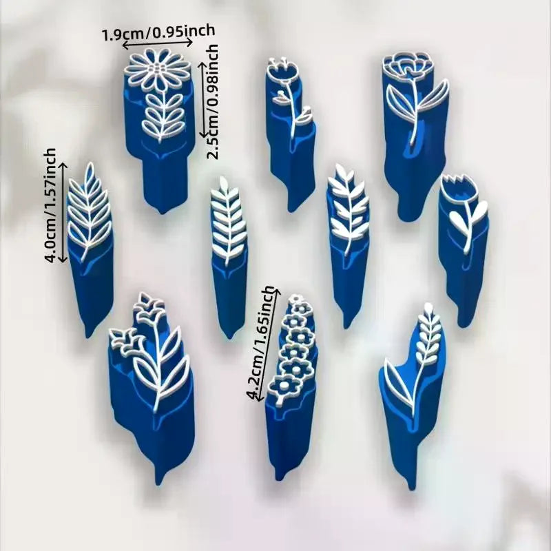 10-Pc Clay Stamp & Molding Kit – Flower & Leaf Patterns Clay Stamp Set SPOT