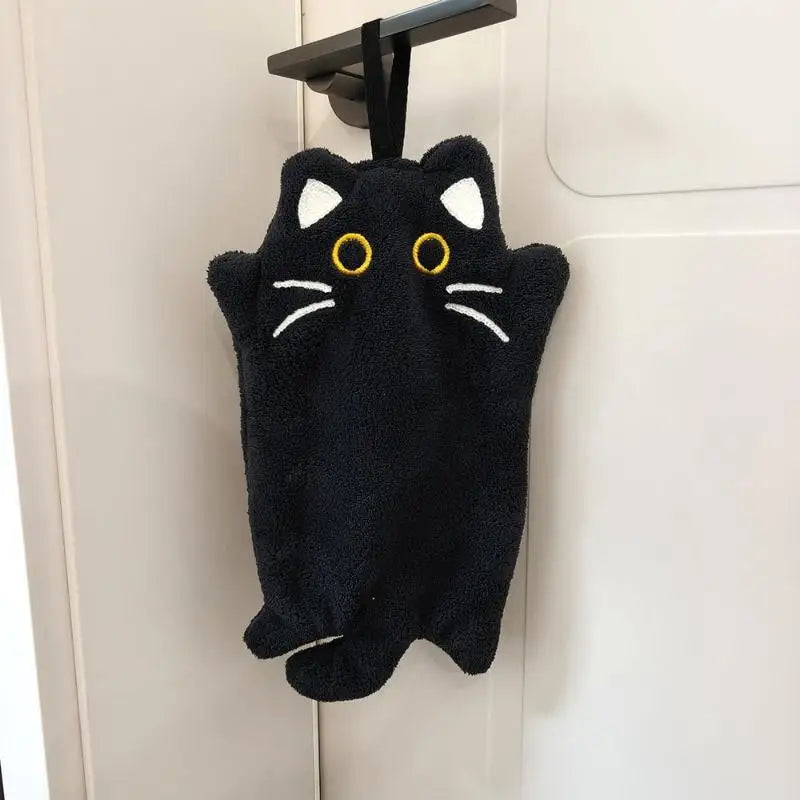 Cartoon Cat Coral Fleece Hand Towel – Soft & Absorbent Decorative Hand Towel SPOT