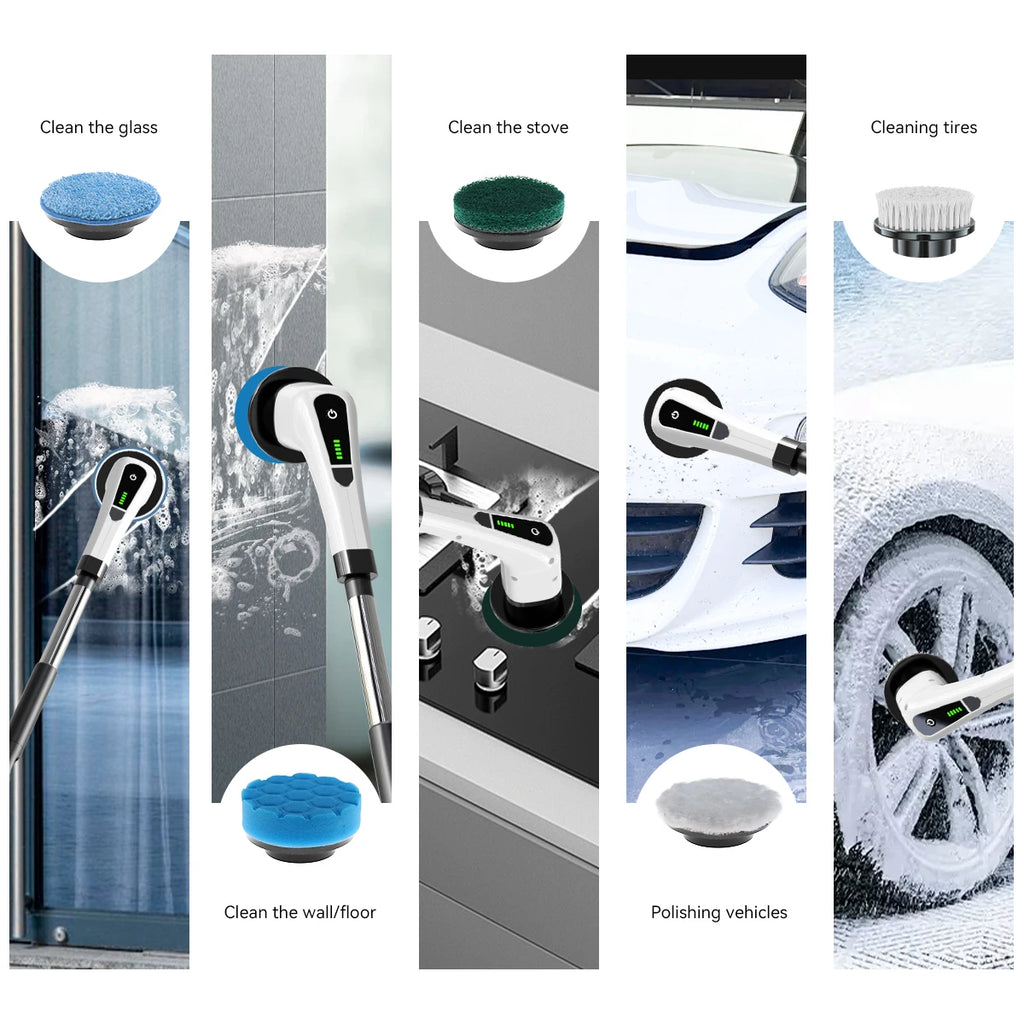 Cordless Electric Spin Scrubber – 5 Heads, LCD Display Electric Spin Scrubber SPOT