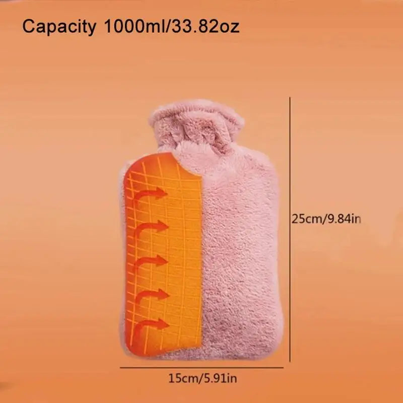 Plush Hot Water Bottle 1000ml – Soft Removable Washable Cover Hot Water Bottle SPOT