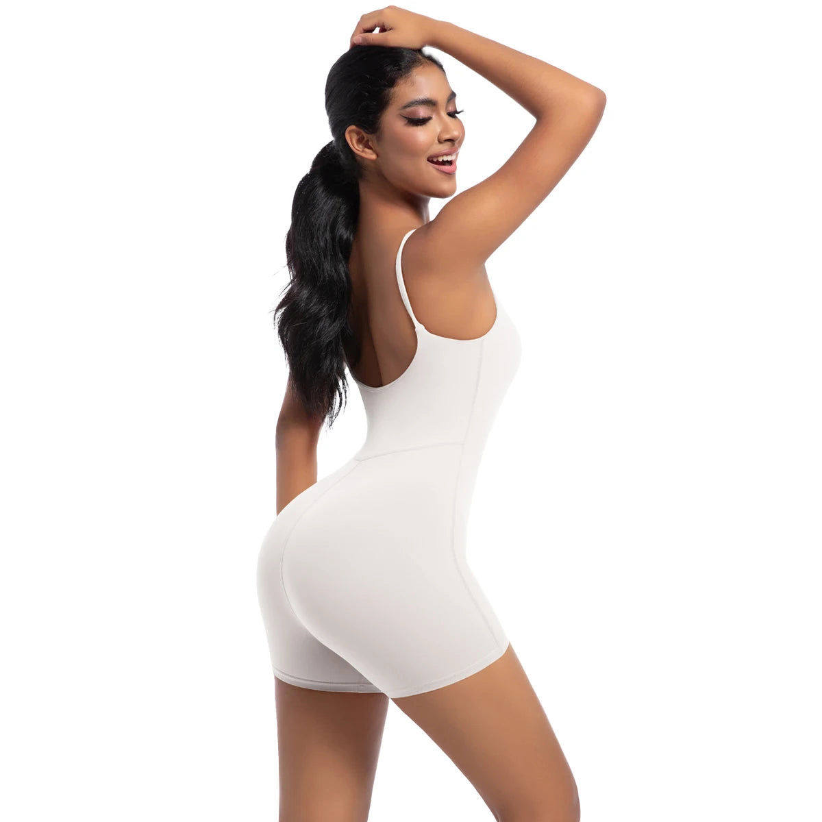 Women's Seamless Strappy Backless Fitness Bodysuit – Hip Lift Sports Bodysuit SPOT Silver Grey XL