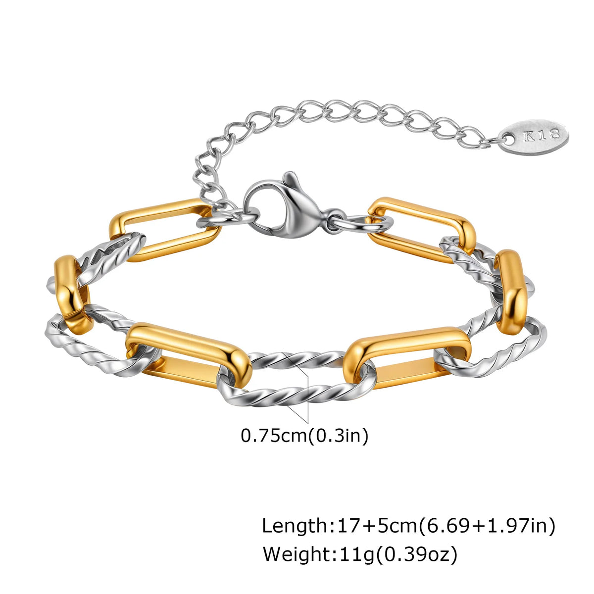 Two-Tone Chunky Chain Bracelet Women – Waterproof Stainless Steel Chain Link Bracelet SPOT BR-1705GS