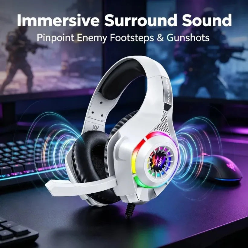 VIKEFON RGB Gaming Headset with Mic – Stereo Surround Sound Gaming Headset SPOT