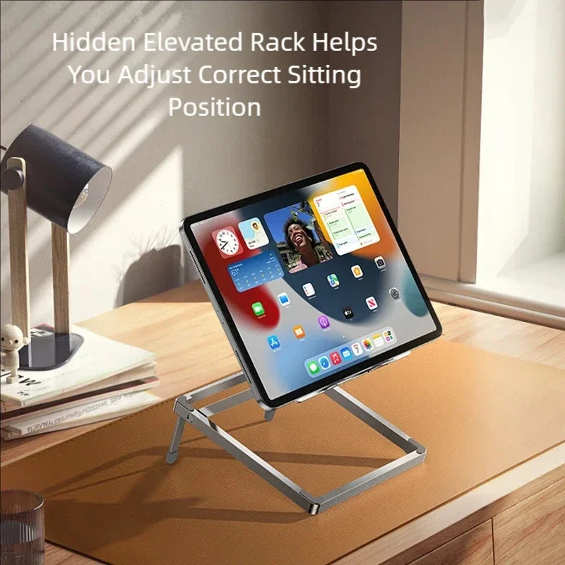 VIKEFON Foldable Aluminum Tablet & Phone Stand – Silver Tablet Phone Stand SPOT