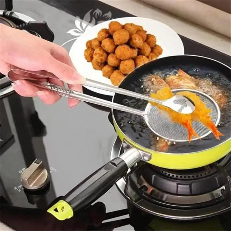 2-in-1 Stainless Steel Frying Tongs with Mesh Strainer Frying Tong Strainer SPOT Default Title