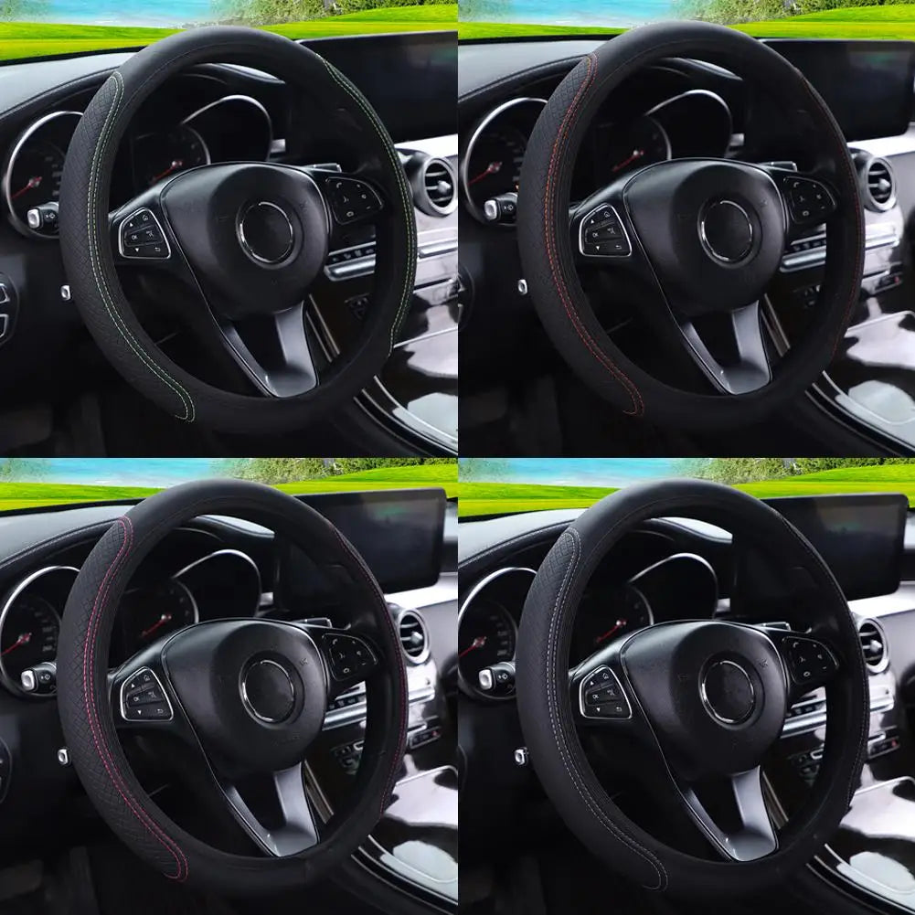 Universal PU Leather Steering Wheel Cover – Anti-Slip 38cm Steering Wheel Cover SPOT