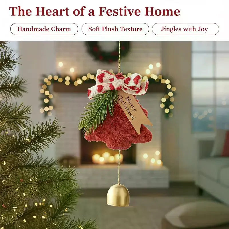 Plush Sequin Christmas Tree Ornament with Jingle Bell Christmas Ornament SPOT