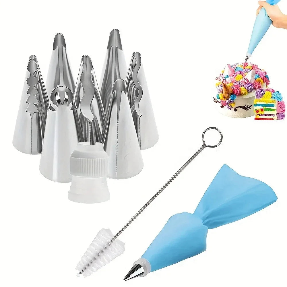 Russian Piping Tips Set – Nozzles, Pastry Bags & Couplers Cake Decorating Set SPOT
