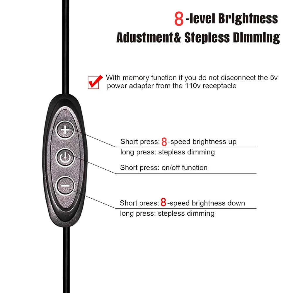 3-Key USB LED Dimmer Switch – 8 Brightness Levels, 5V 2A LED Dimmer Switch SPOT