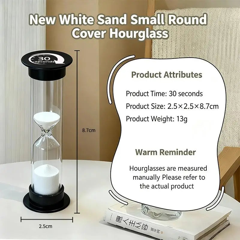 White Sand Hourglass Timer – Glass, 30 Sec to 10 Min Sand Hourglass Timer SPOT A1